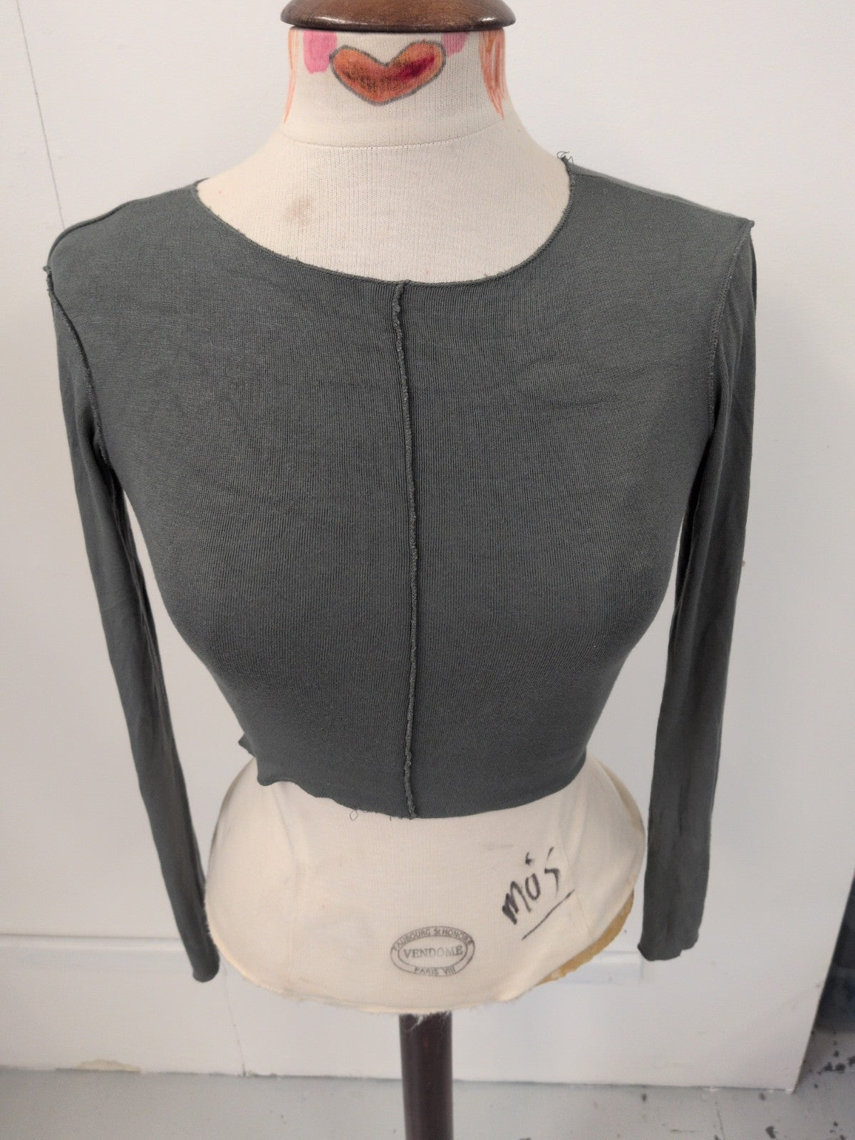 Zara Small Dark Green Long Sleeve Crop Top