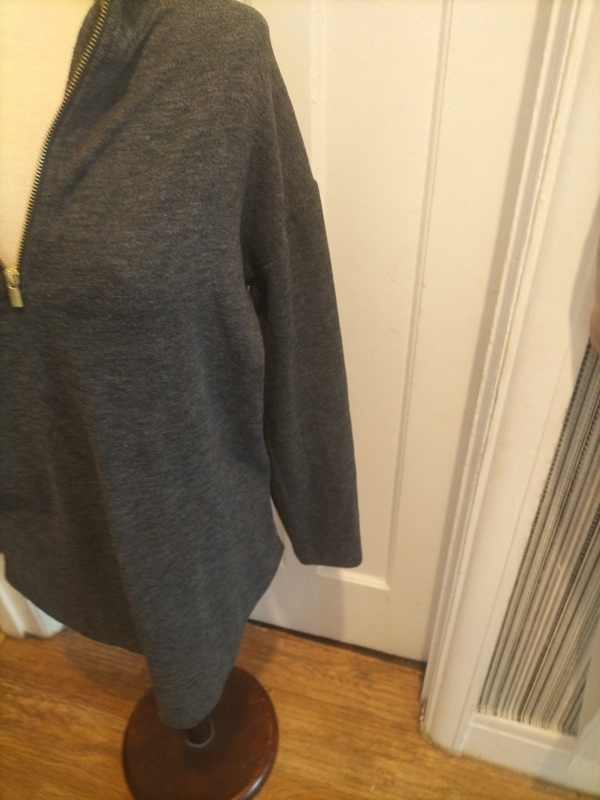 Ladies Tu Size 10 Grey Semi Zip Pullover Jumper