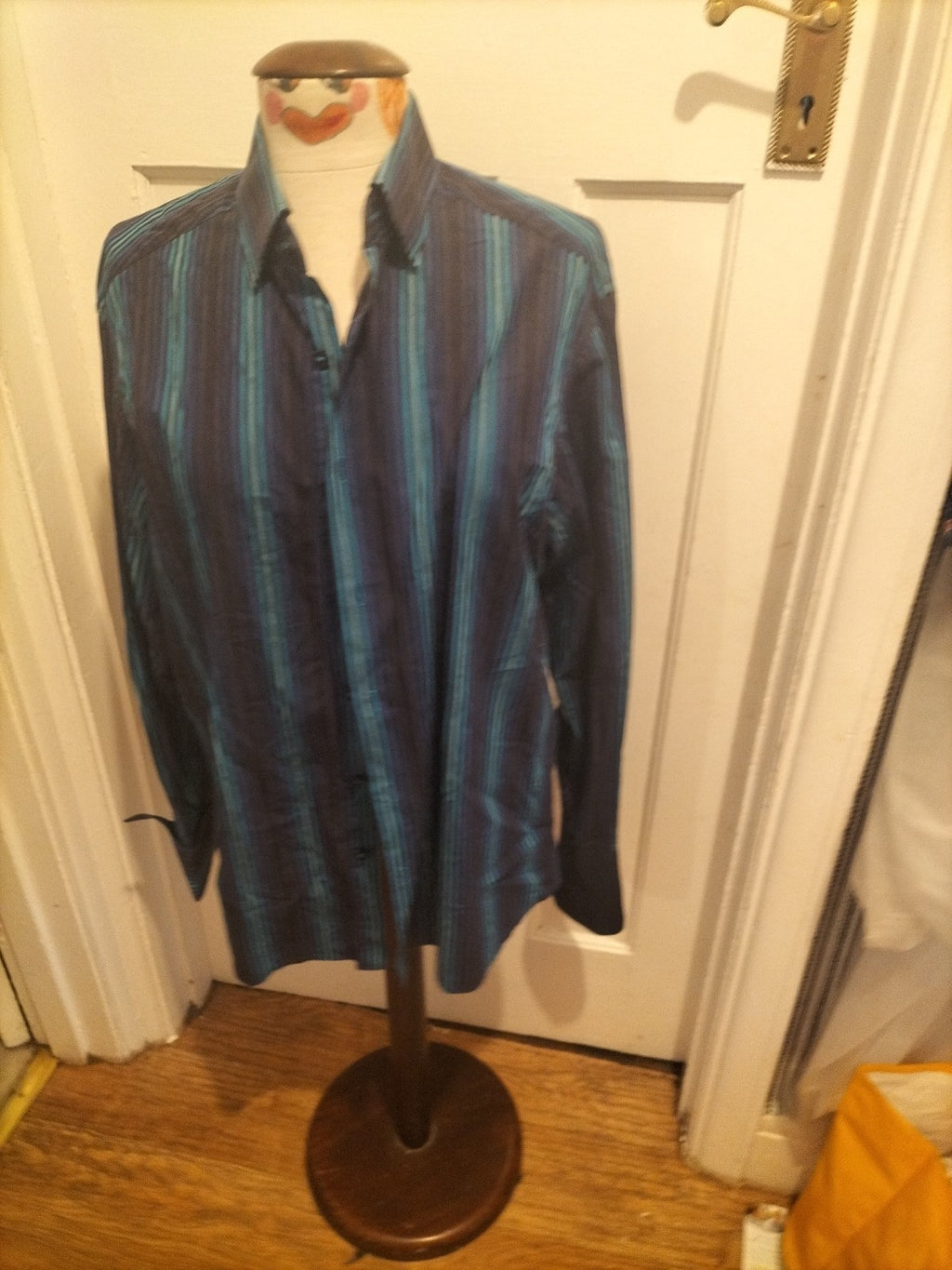 Mens Marks And Spencer SP Limited Edition Size Medium Navy Blue Striped Shirt
