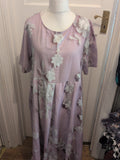 Ladies Shein XL Pale Lilac Purple Flower Long Length Short Sleeve Maxi Dress