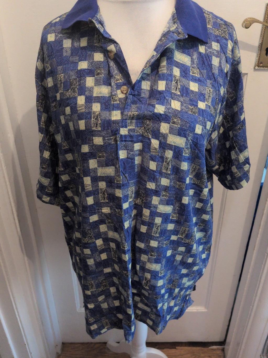 Savatini Large Blue And Mint Short Sleeve Polo