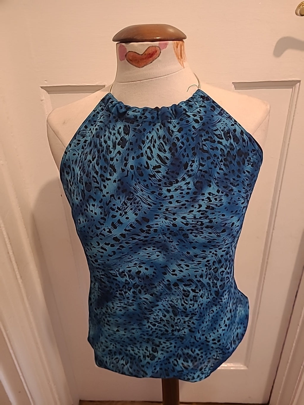 Ladies Be Beau Size 12 Halter Neck Blue Sleeveless Dress