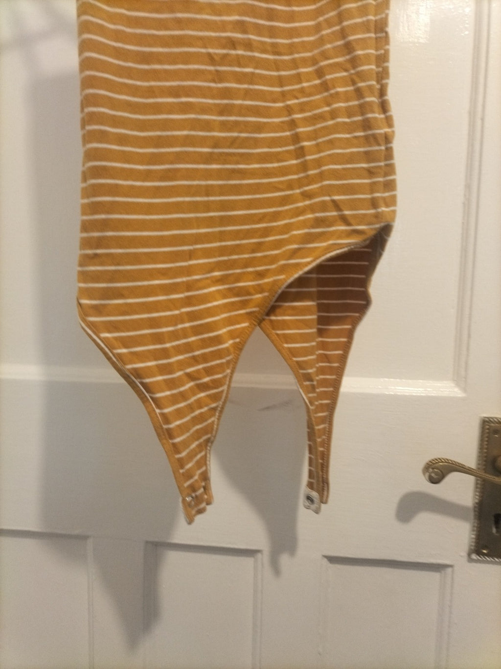 Ladies Primark Size 4 Yellow White Striped Sleeveless Bodysuit