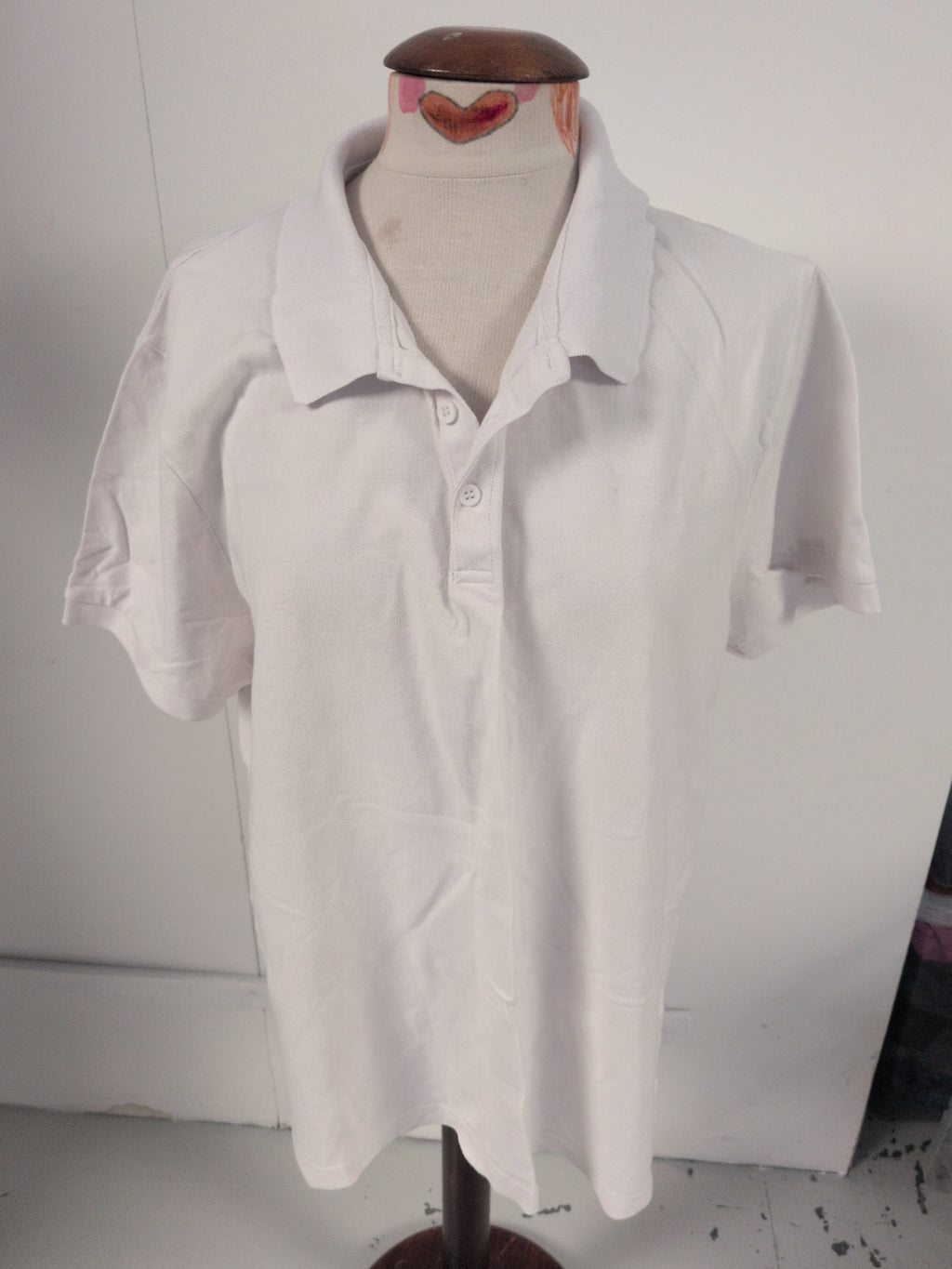 George 2XL White Plain Short Sleeve Polo