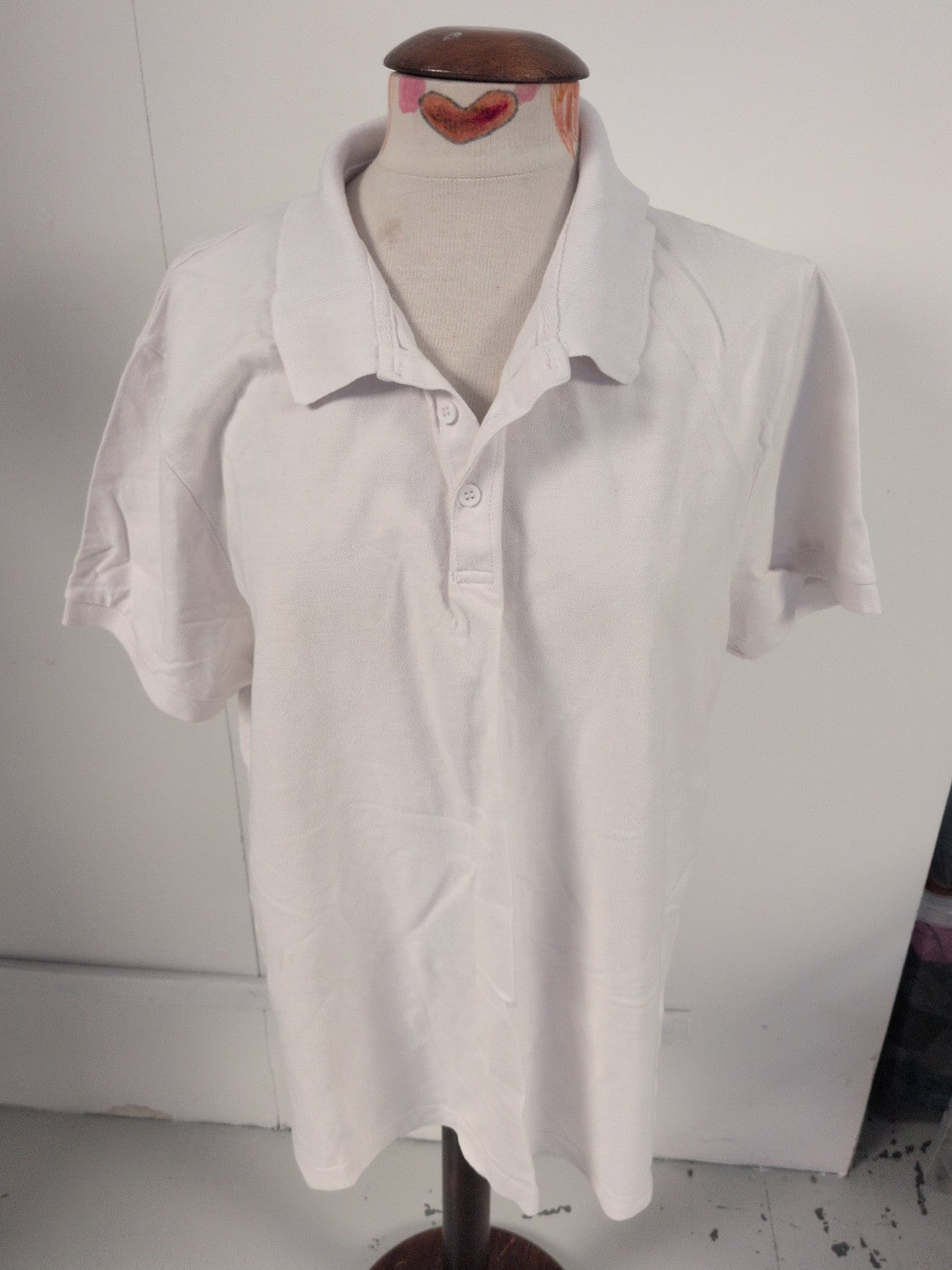 George 2XL White Plain Short Sleeve Polo