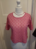 Ladies Primark Size 10 Cerise Pink Short Sleeved Semi See Through Tshirt