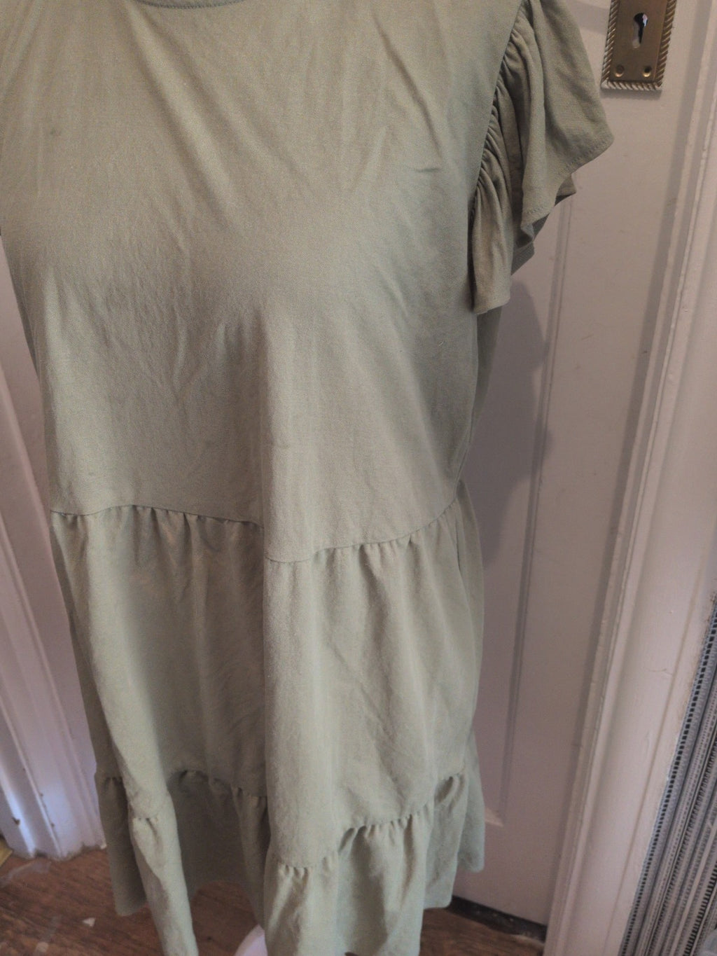 Ladies Primark Size Large Green Round Neck Short Sleeve Dress