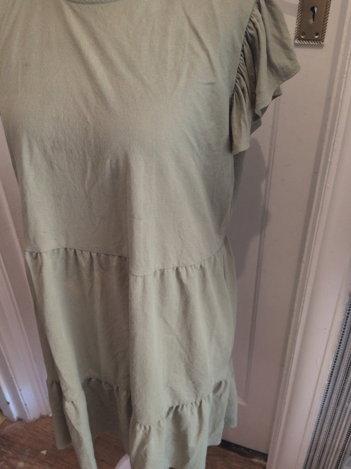 Ladies Primark Size Large Green Round Neck Short Sleeve Dress