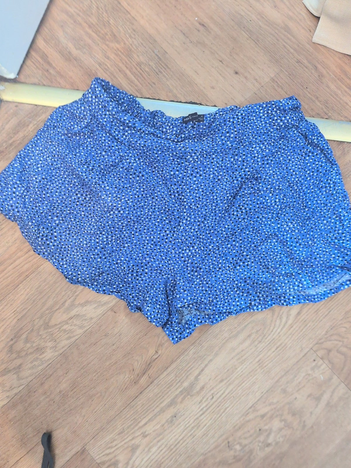 M&S Collection 16 Blue Spotted Elasticated Shorts