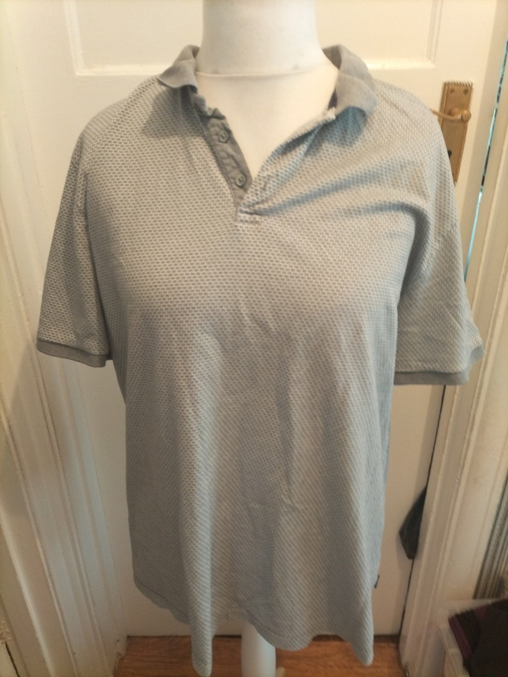 Next 2xl Grey And White Patterned Short Sleeved Shirt