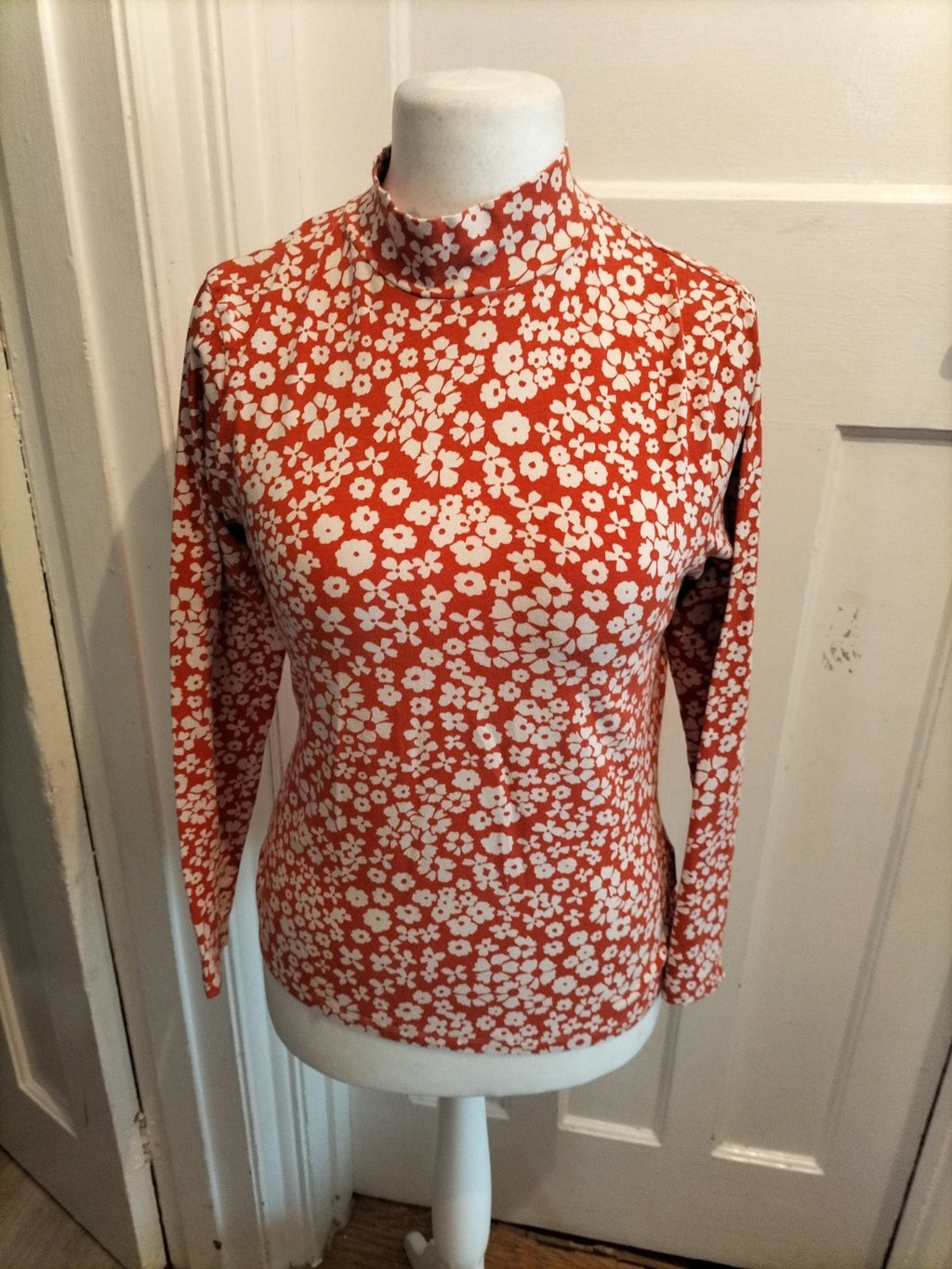 M&S Collection 14 Orange And White Floral Long Sleeve T-shirt