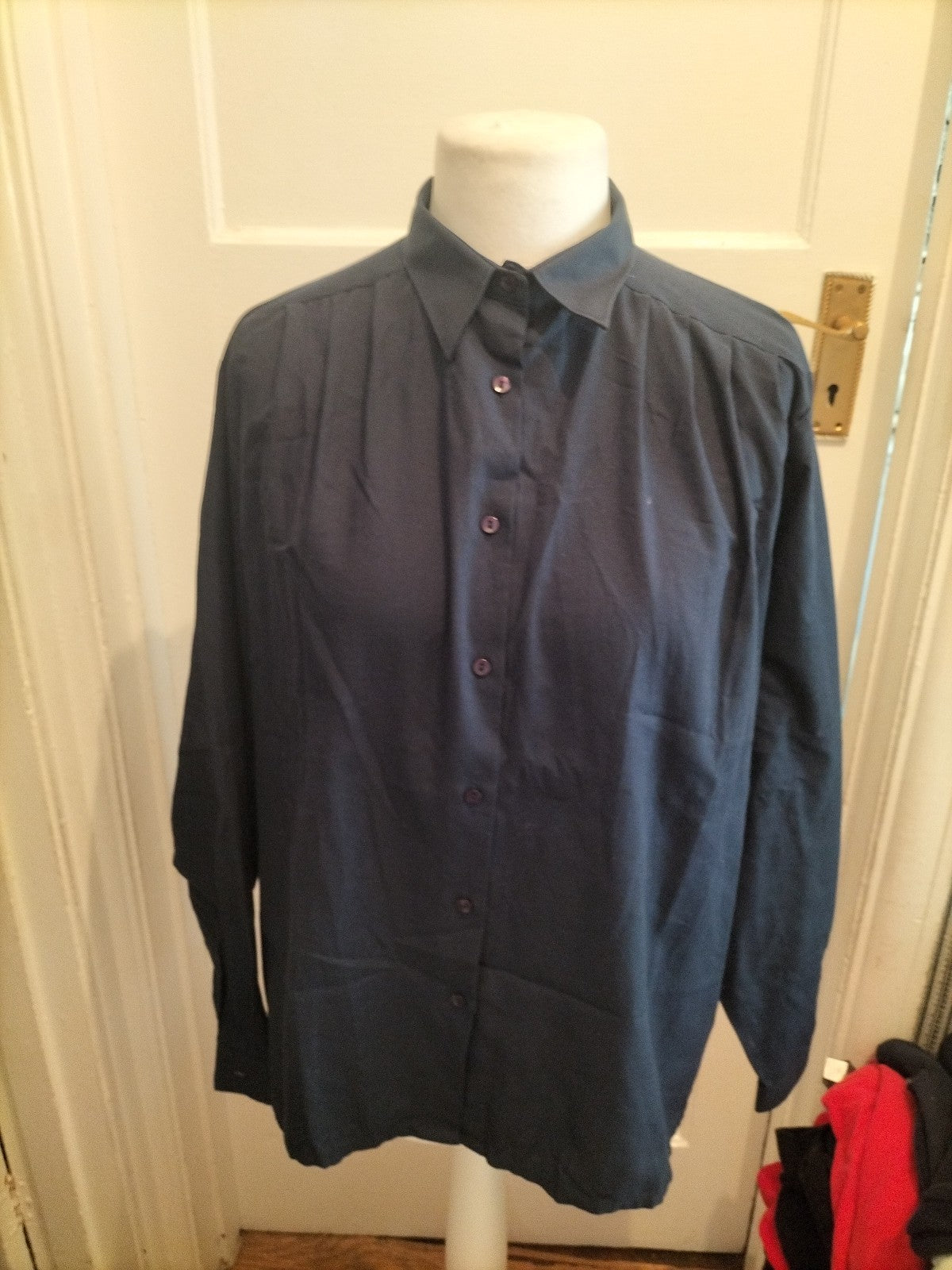 Mens Oxford Shirt Co Size Large Navy Long Sleeved Shirt