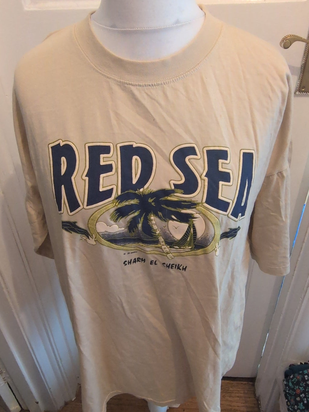 Vision 3xl Beige Sharm El Sheikh Print T-shirt Short Sleeve