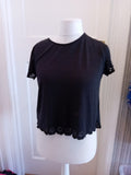 Primark 12 Black Pattern On Sleeve Hem Short Sleeve T-shirt