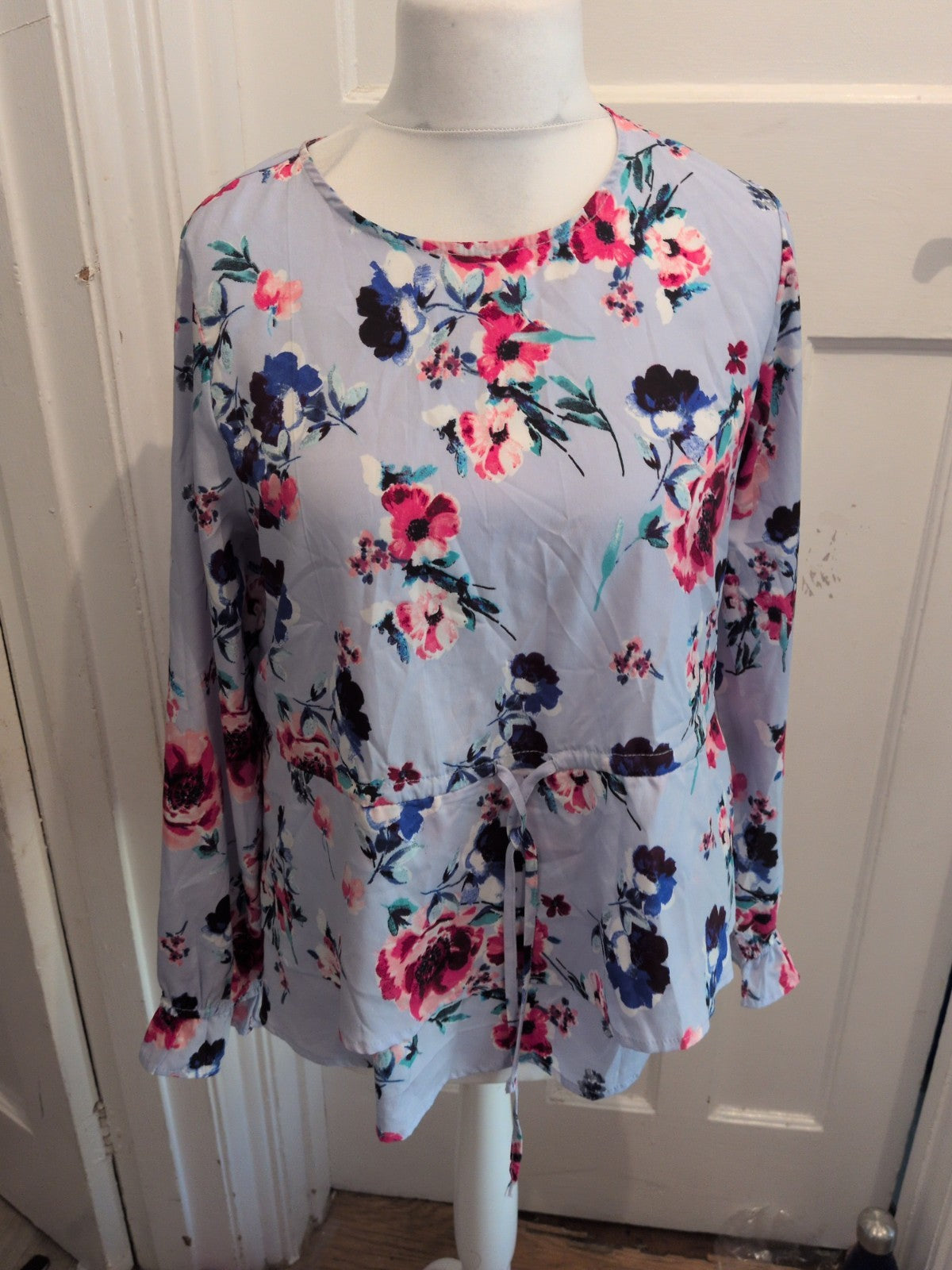 Pep&Co 16 Pale Blue Floral Long Sleeve Blouse