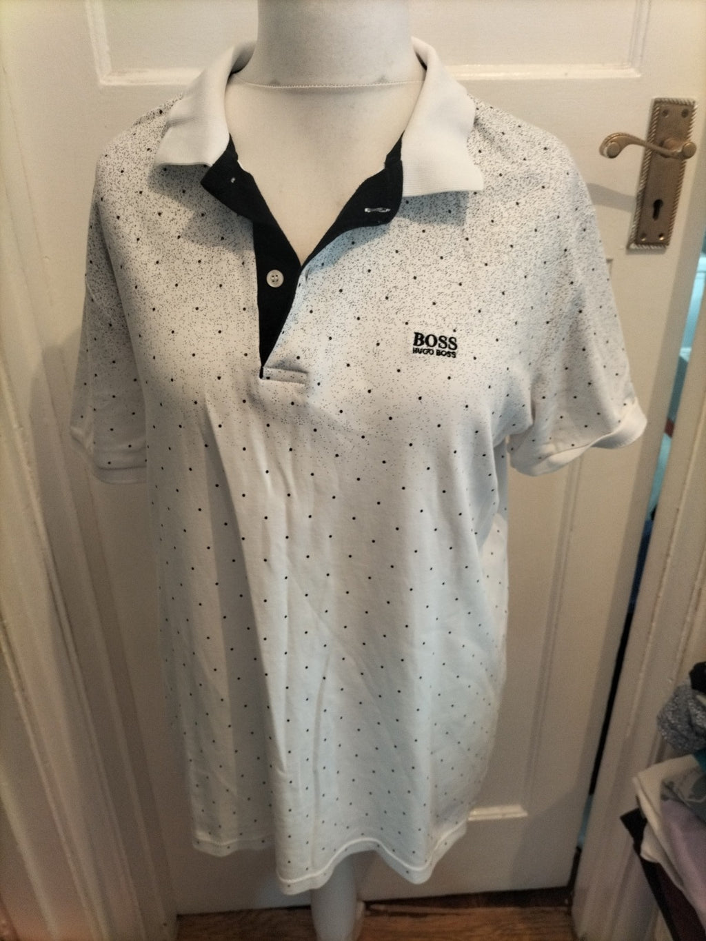 Hugo Boss 2XL Navy And White Short Sleeve Polo
