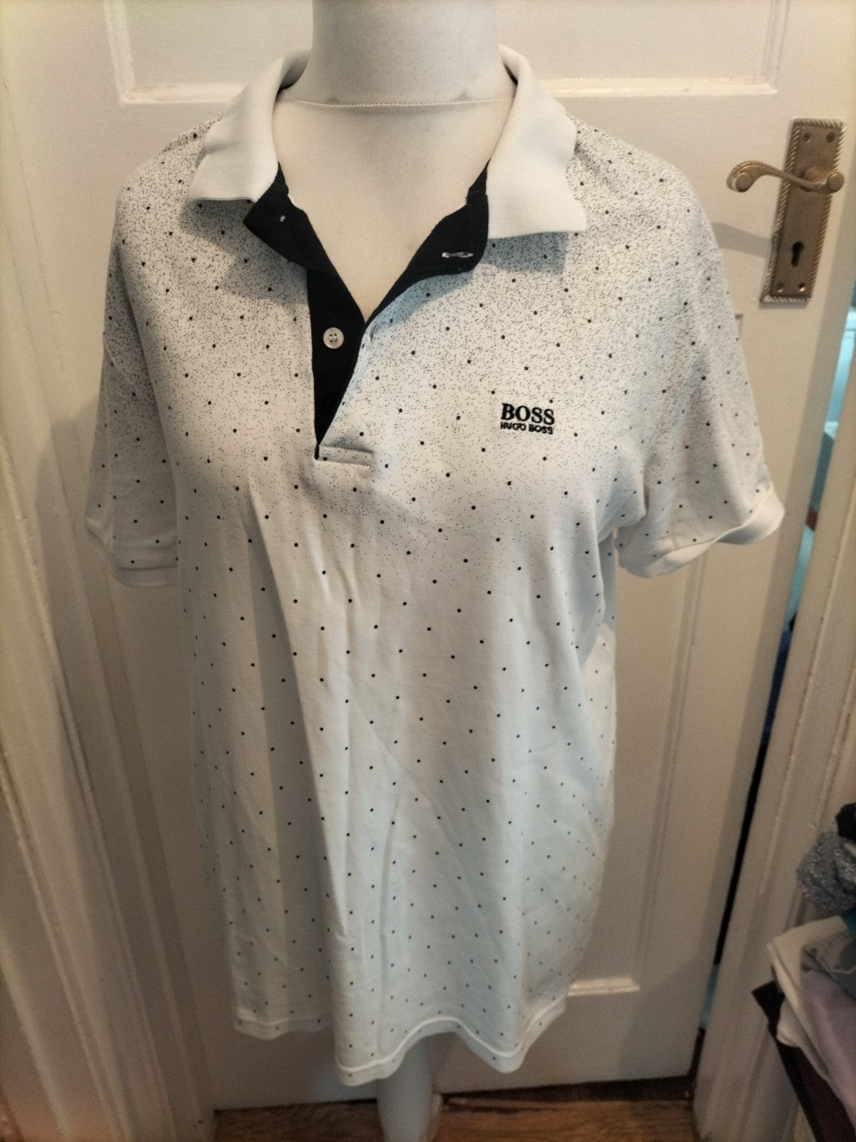 Hugo Boss 2XL Navy And White Short Sleeve Polo