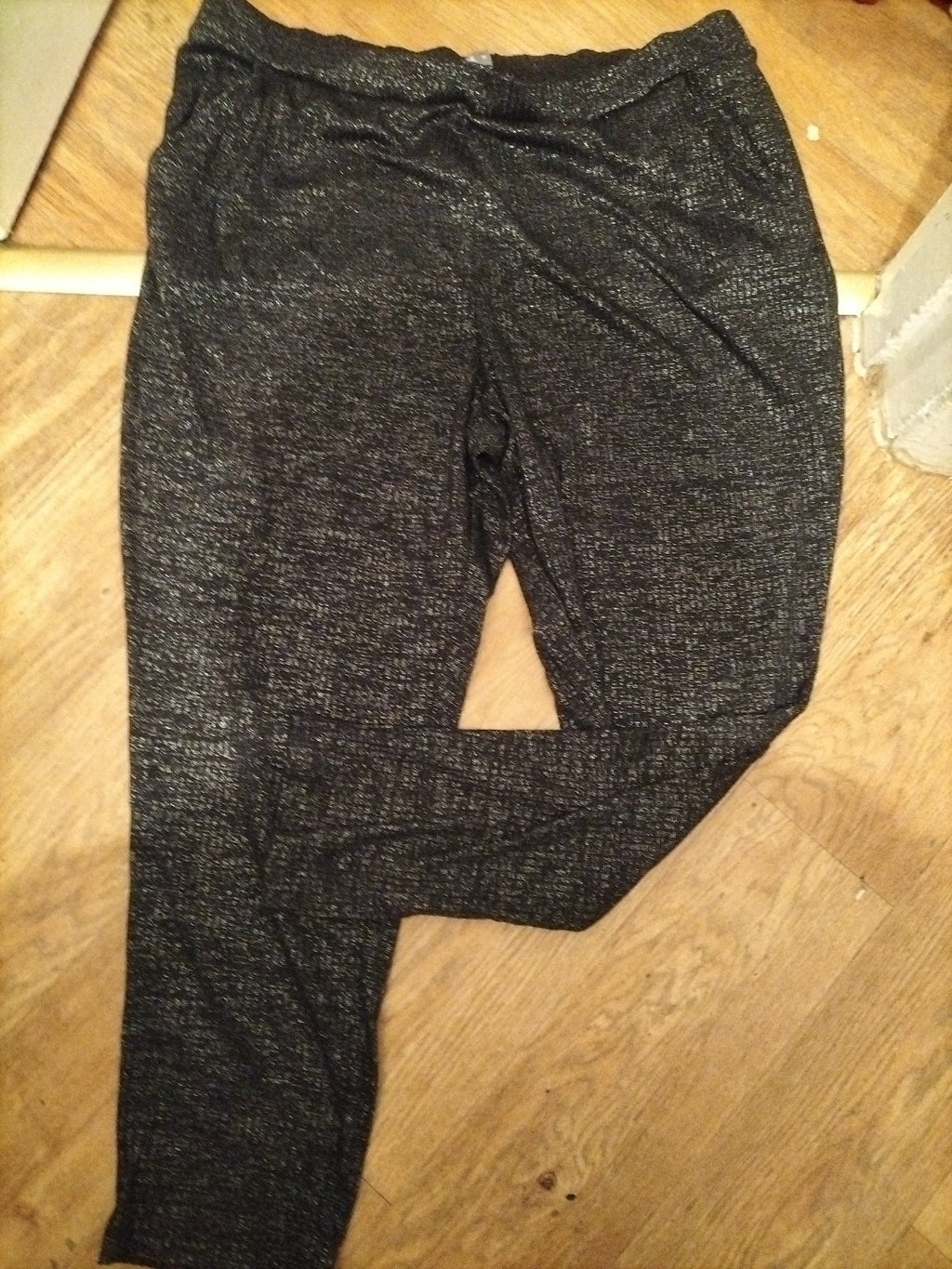Nutmeg 20 Black Silver Shiny Elasticated Trousers