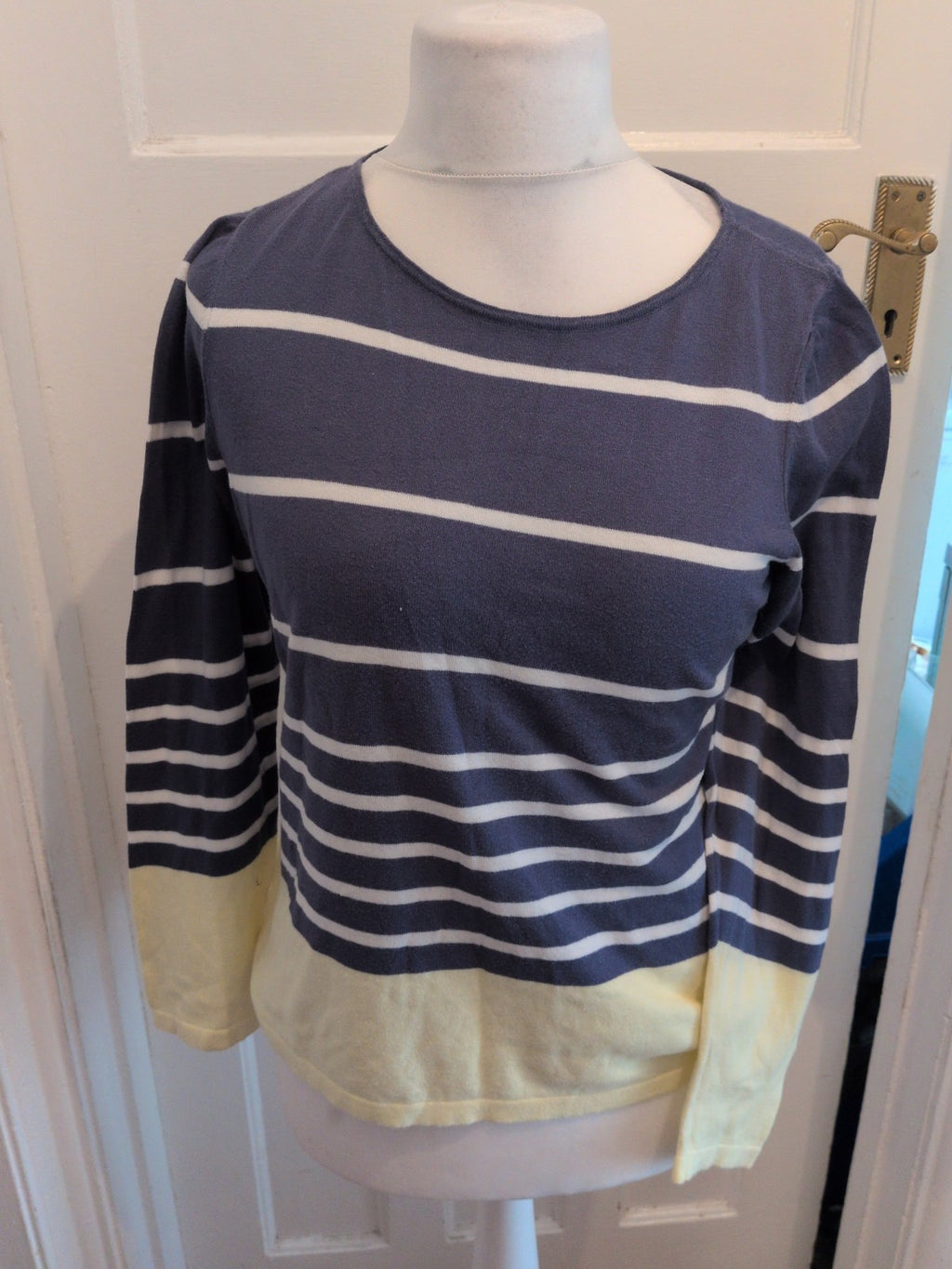 Marks And Spencer 8 Blue Stripe Long Sleeve Jumper