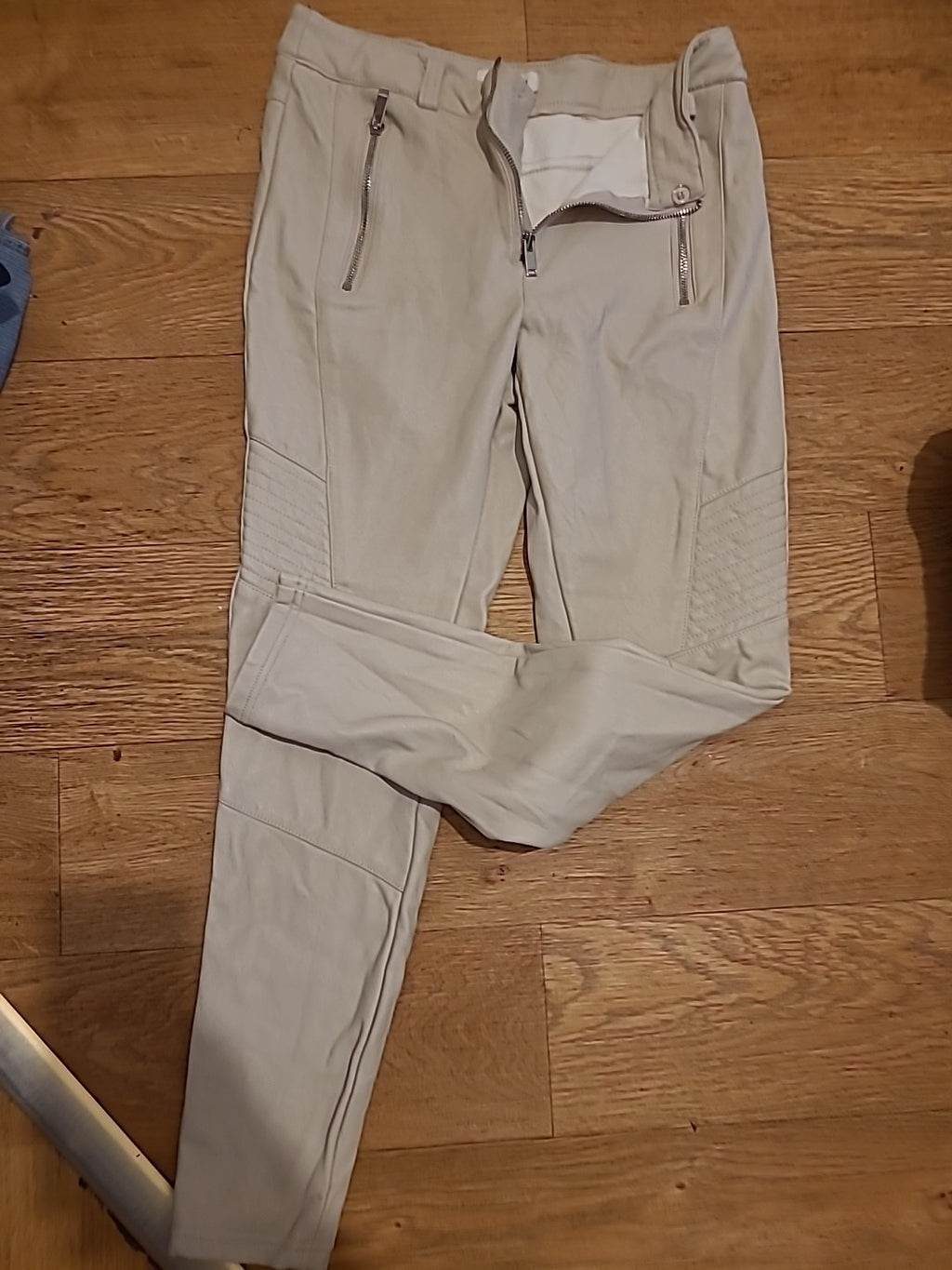 Ladies Topshop Size 10 Cream Pleather Skinny Trousers