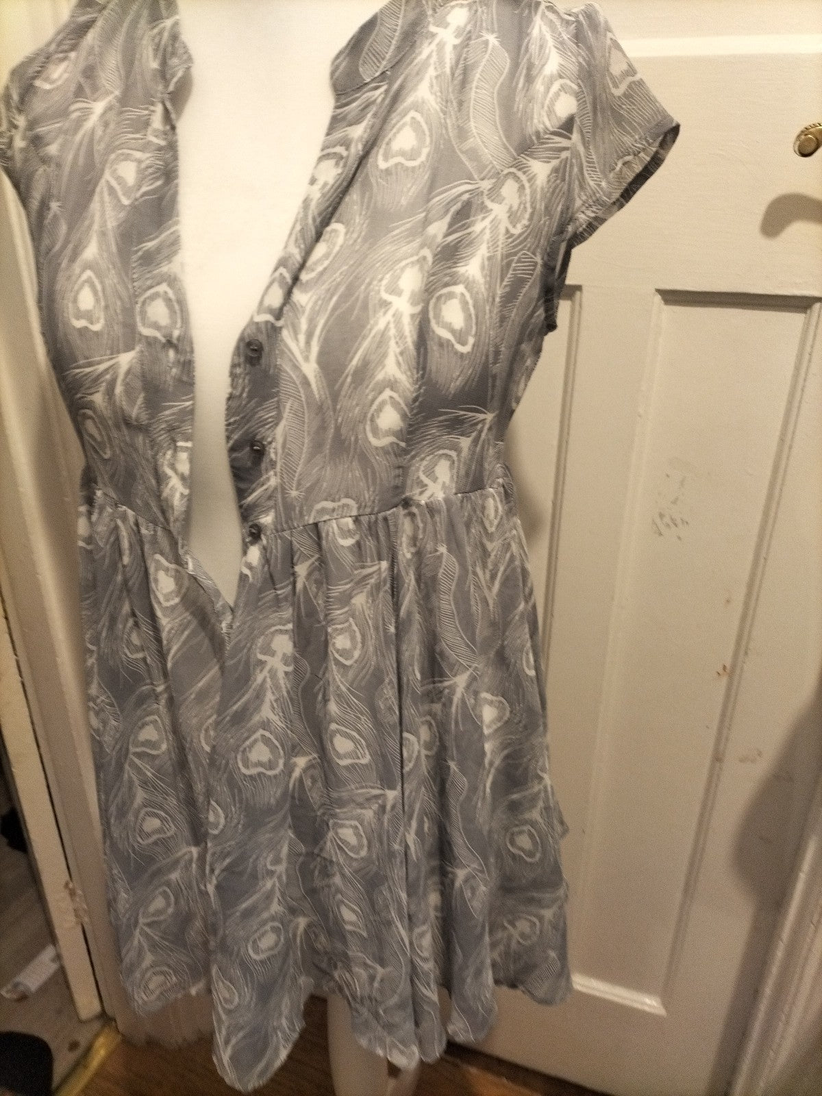 Ladies Next Size 10 Grey And White See Through Long Blouse