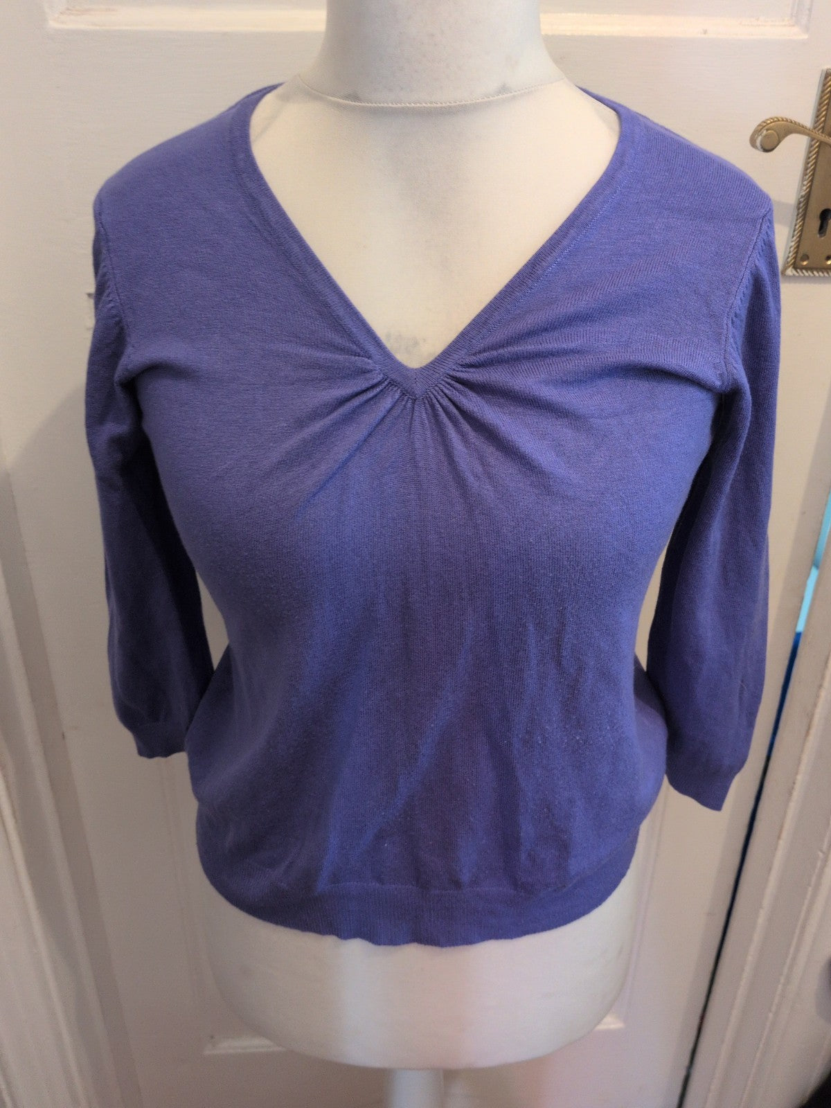 Marks And Spencer 14 Mauve Long Sleeve V Neck Jumper
