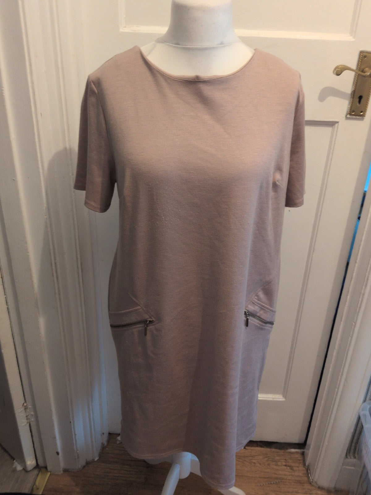 Wallis 16 Beige Short Sleeve Midi Dress Maxi