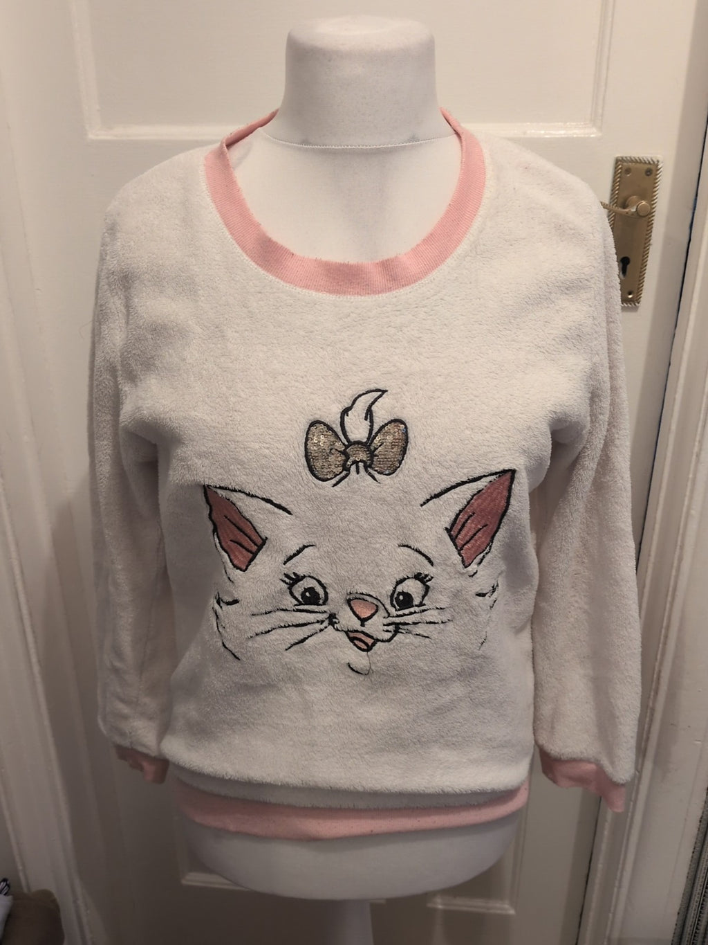 Ladies Primark Disney Size 10-12 White Warm Pyjama Top