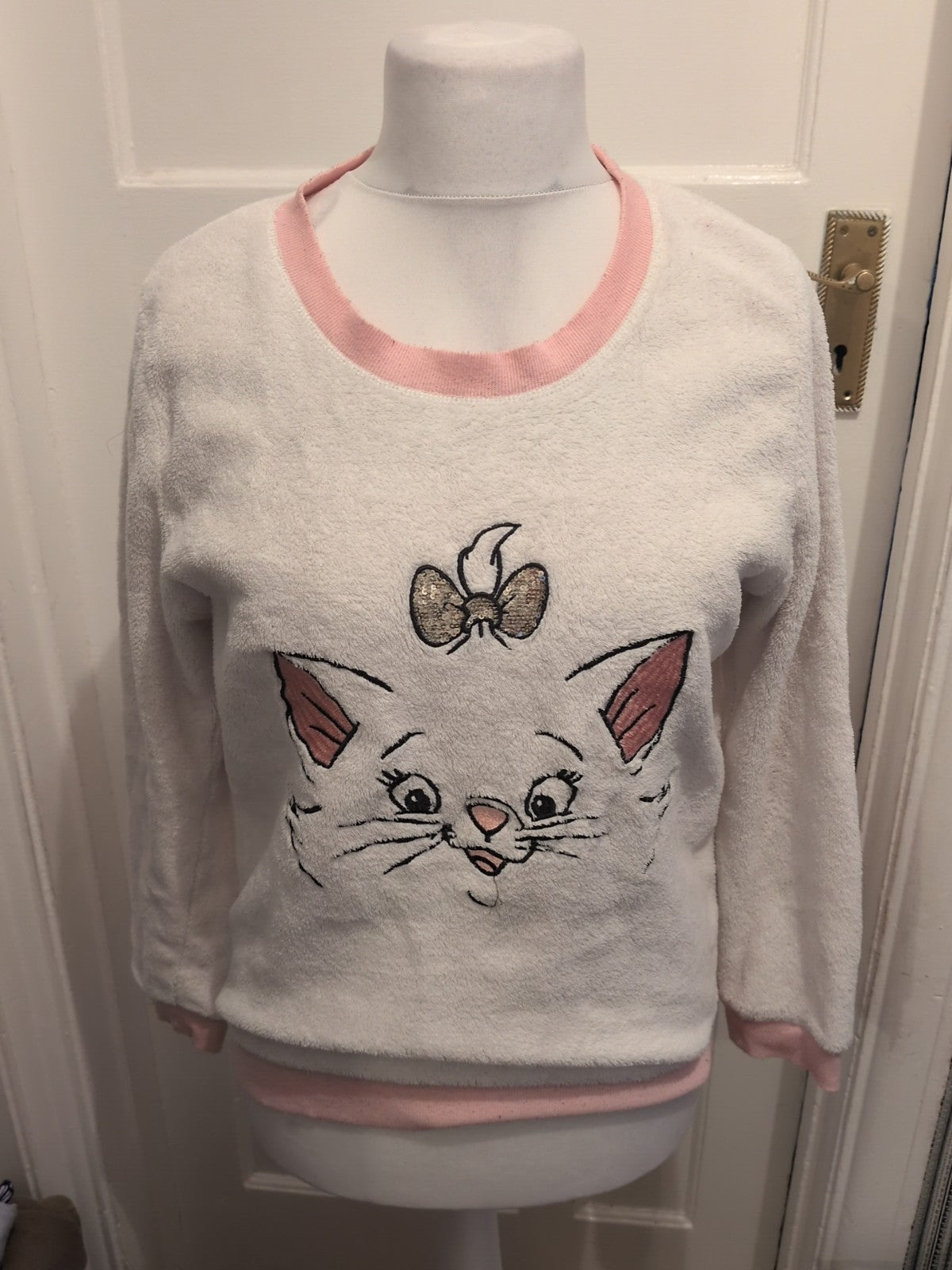 Ladies Primark Disney Size 10-12 White Warm Pyjama Top