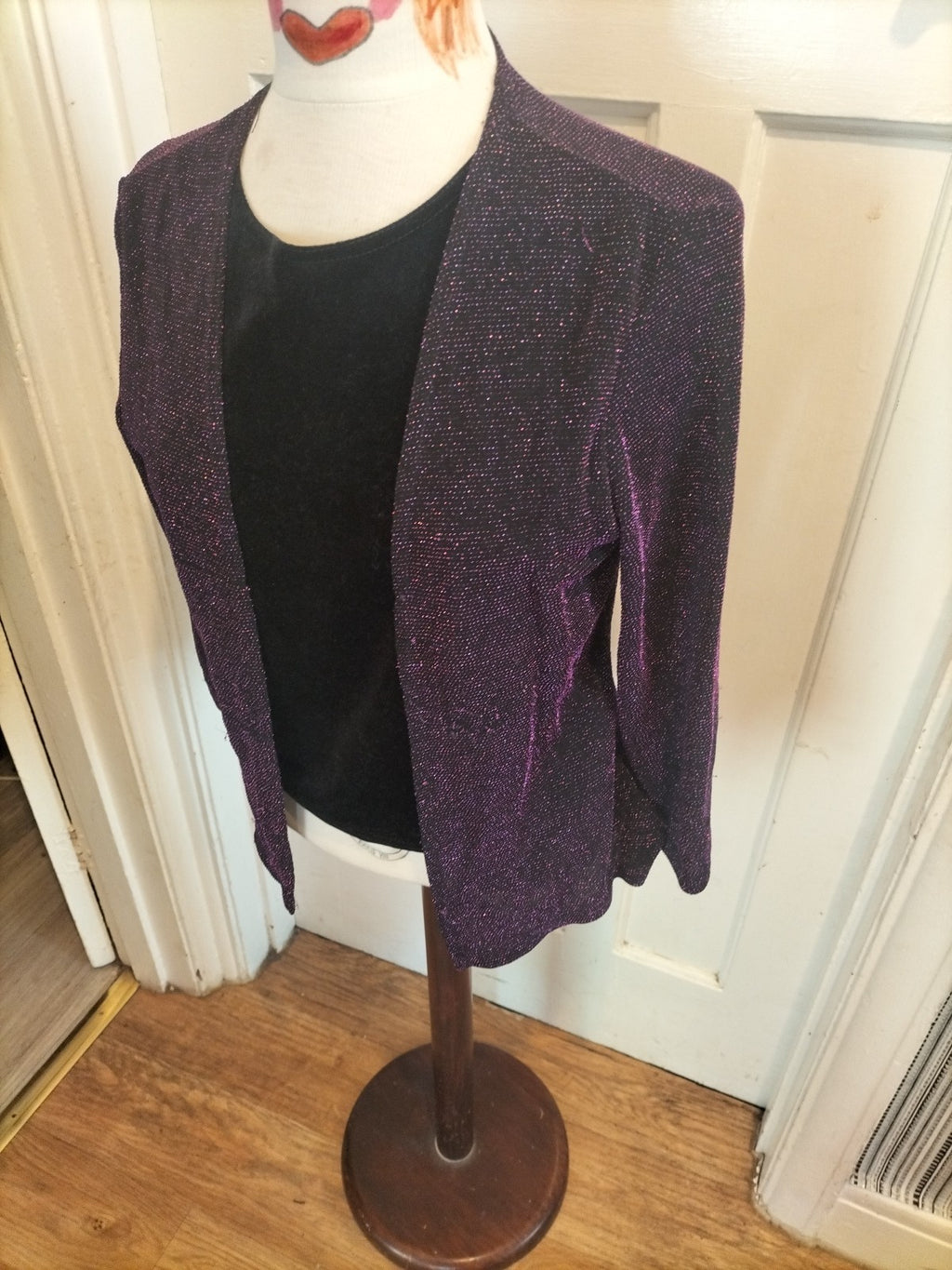 Ladies Mila Paoli Size 10 Purple Sparkle Long Sleeved Blouse
