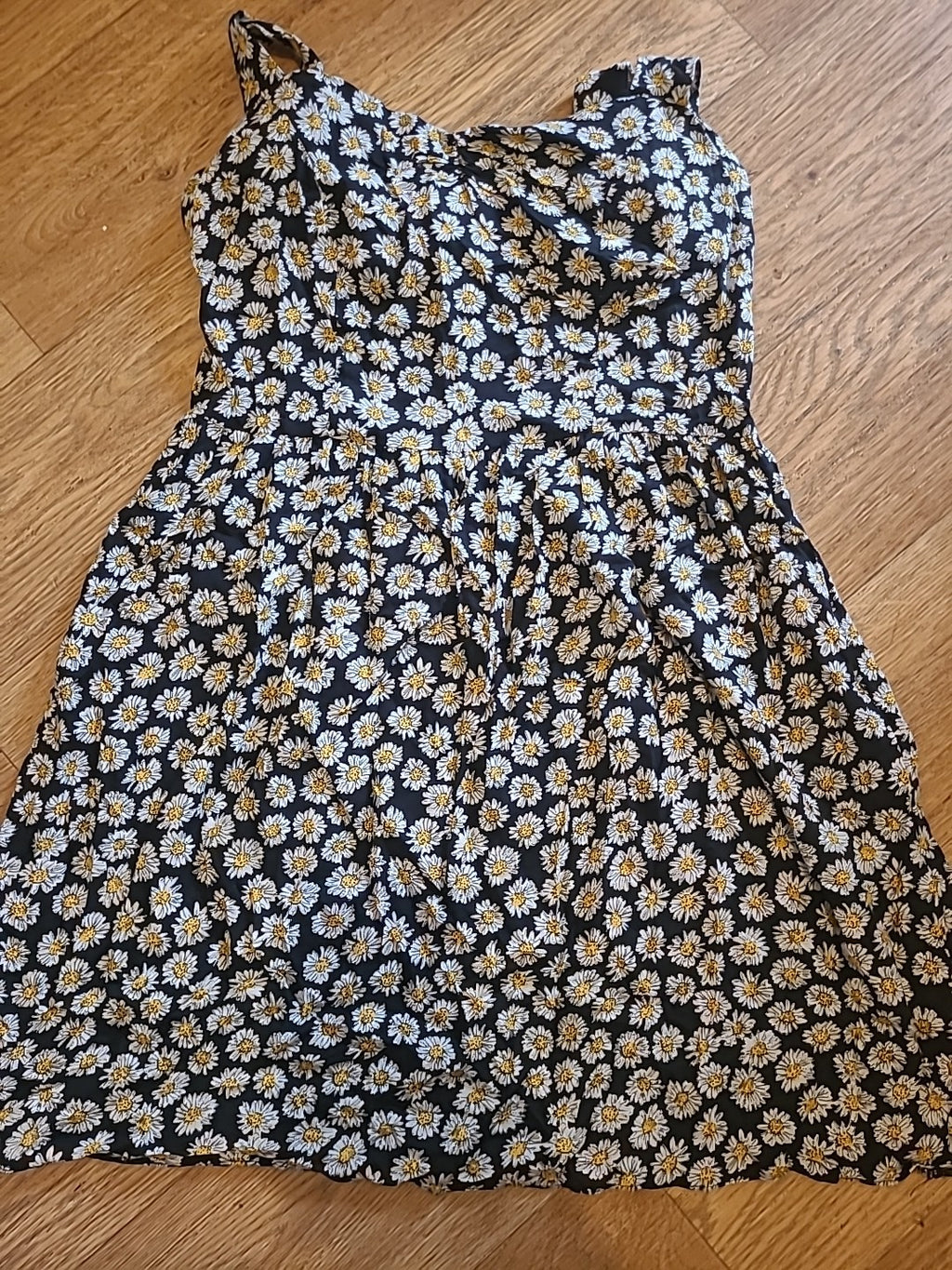 Ladies Atmosphere Size 10 Black Yellow White Daisy Sleeveless Dress