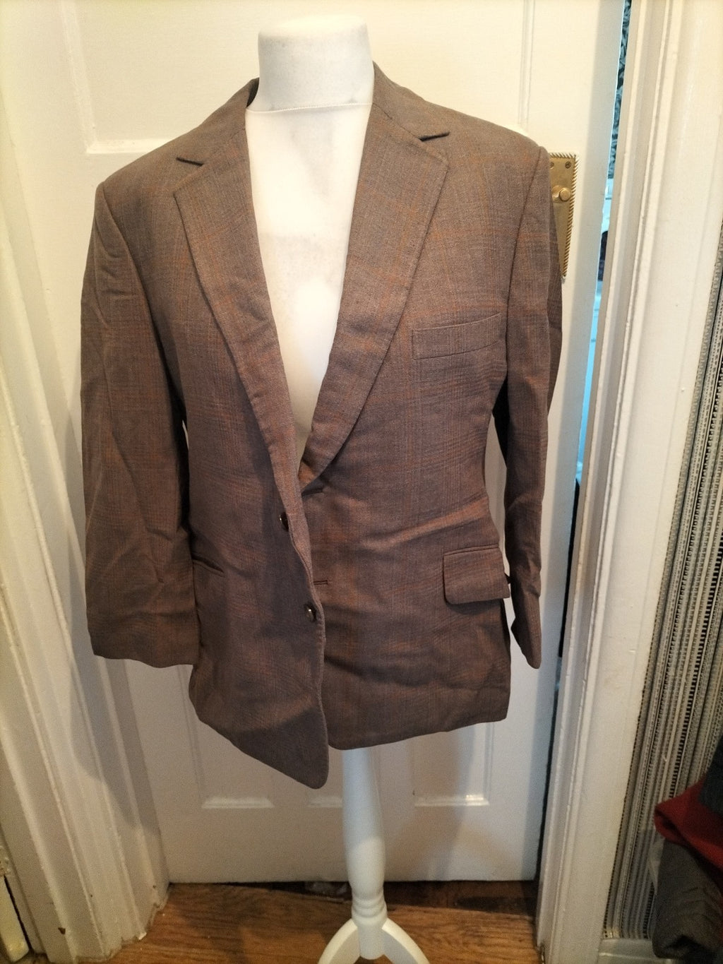 Mens Size XL Brown And Orange Lined Padded Suit Jacket