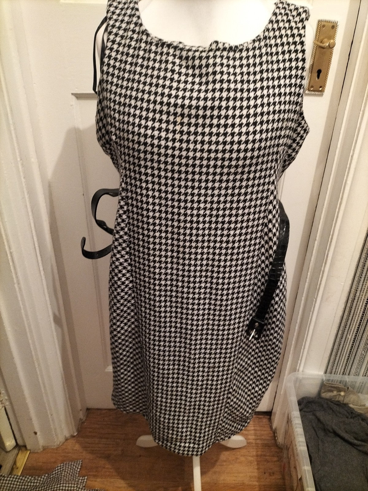 Ladies Next Size 12 Black And White Belted Lined Sleeveless Dress