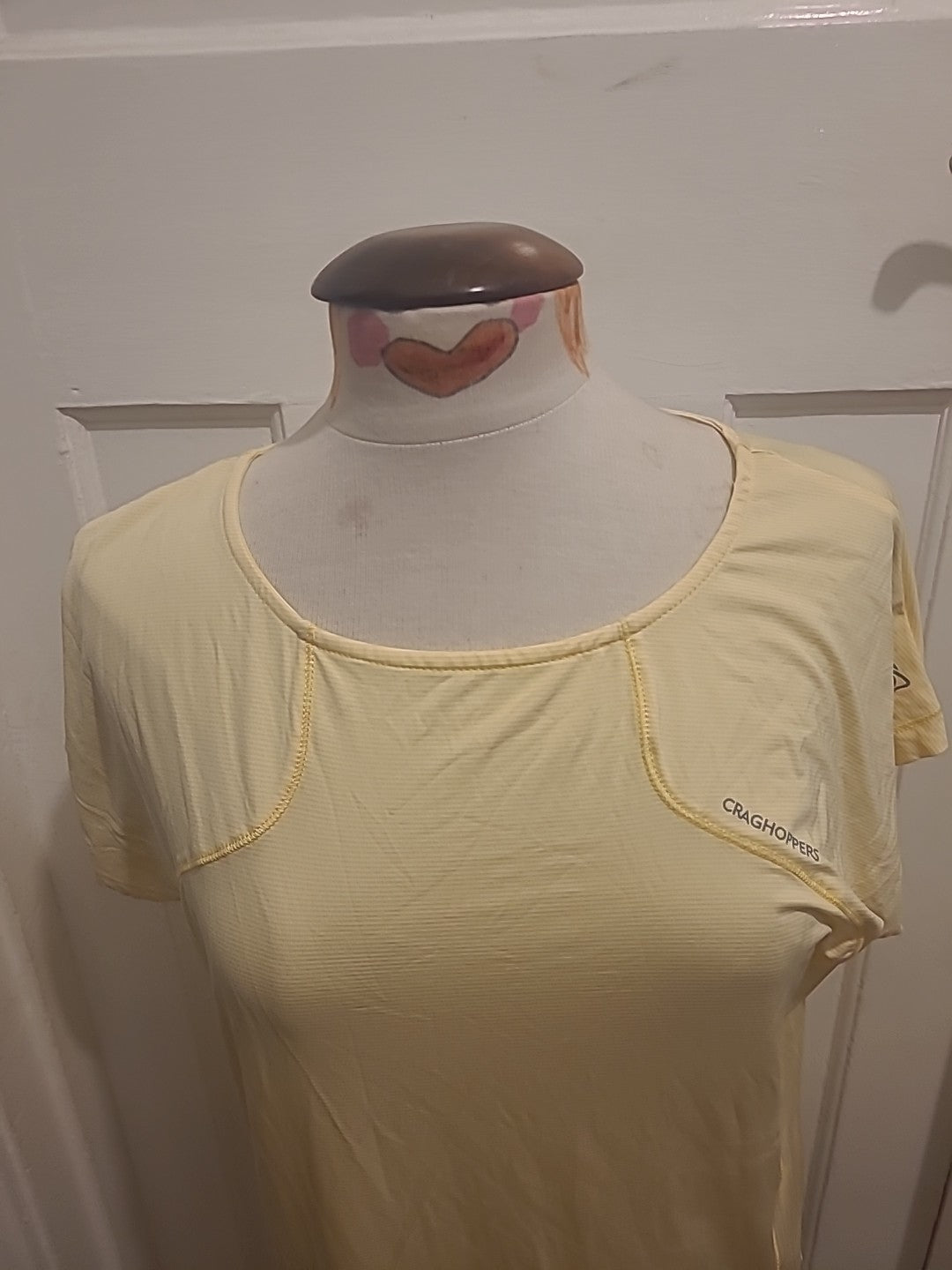 Ladies Craighoppers Size 16 Yellow/White Striped Short Sleeved Tshirt