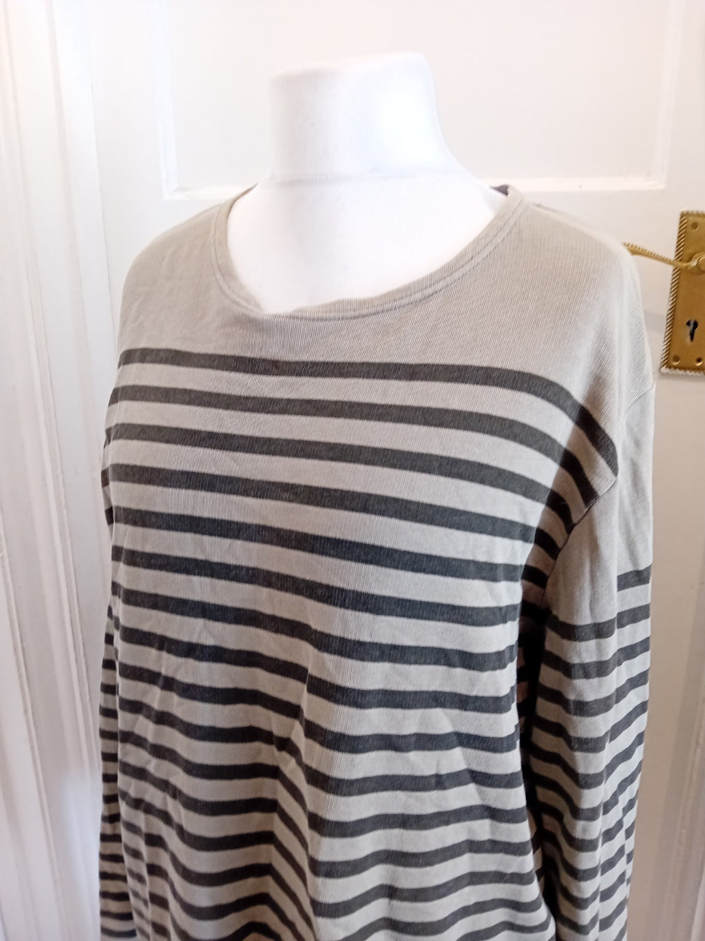 Fat Face XL Two Tone Green Stripe Long Sleeve Jumper
