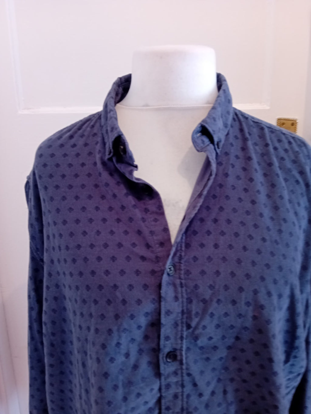 Springfield 2XL Navy Pattern Long Sleeve Shirt