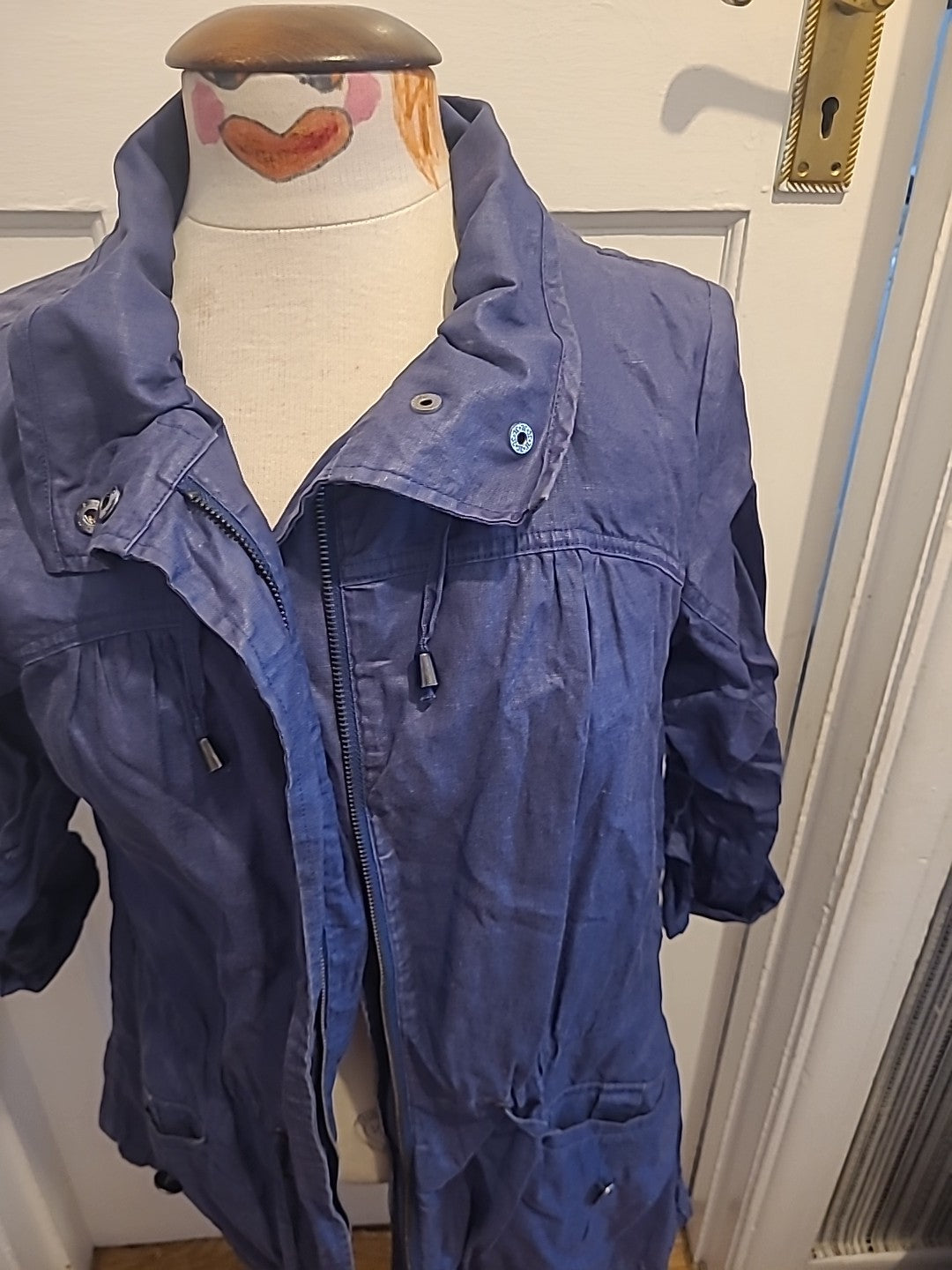 Ladies Betty Jackson Size 12 Blue Long Sleeved Zip Through Jacket