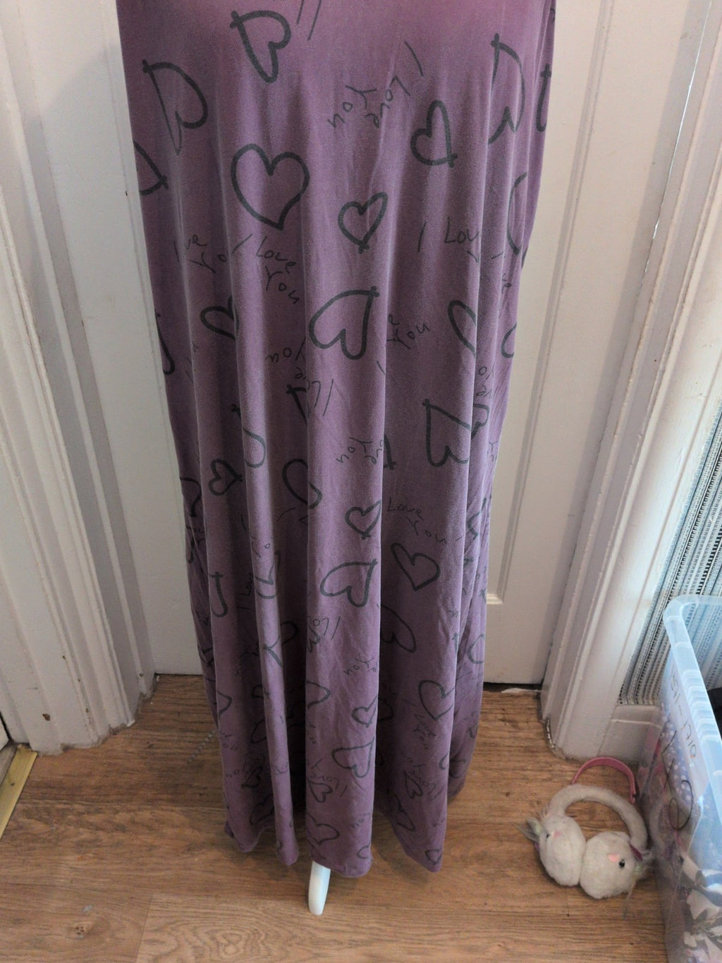 3XL Deep Purple And Black Hearts Sleeveless Dress