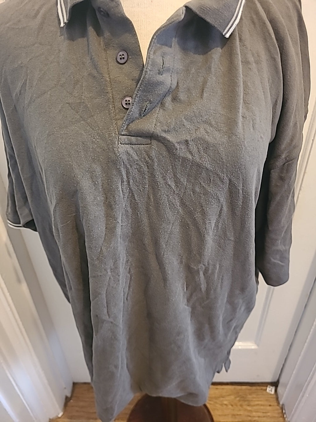 Mens Cedarwood State Size XL Grey With White Short Sleeved Polo