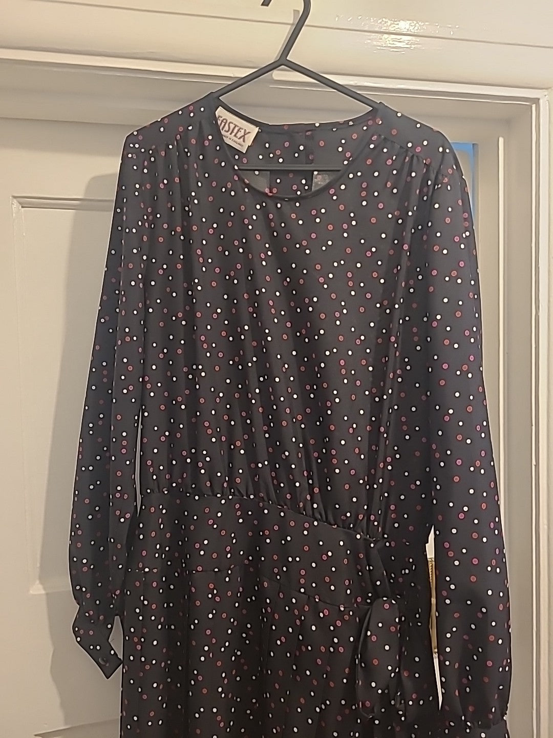 Ladies Eastex Size 10 Black Poko Dot Long Sleeve Dress