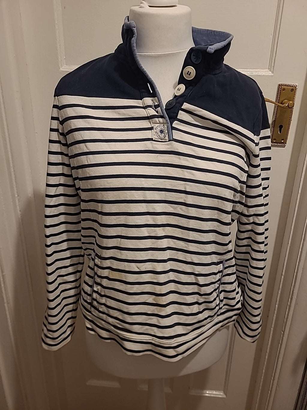 Ladies Maine New England Size 14 Striped Collared Jumper