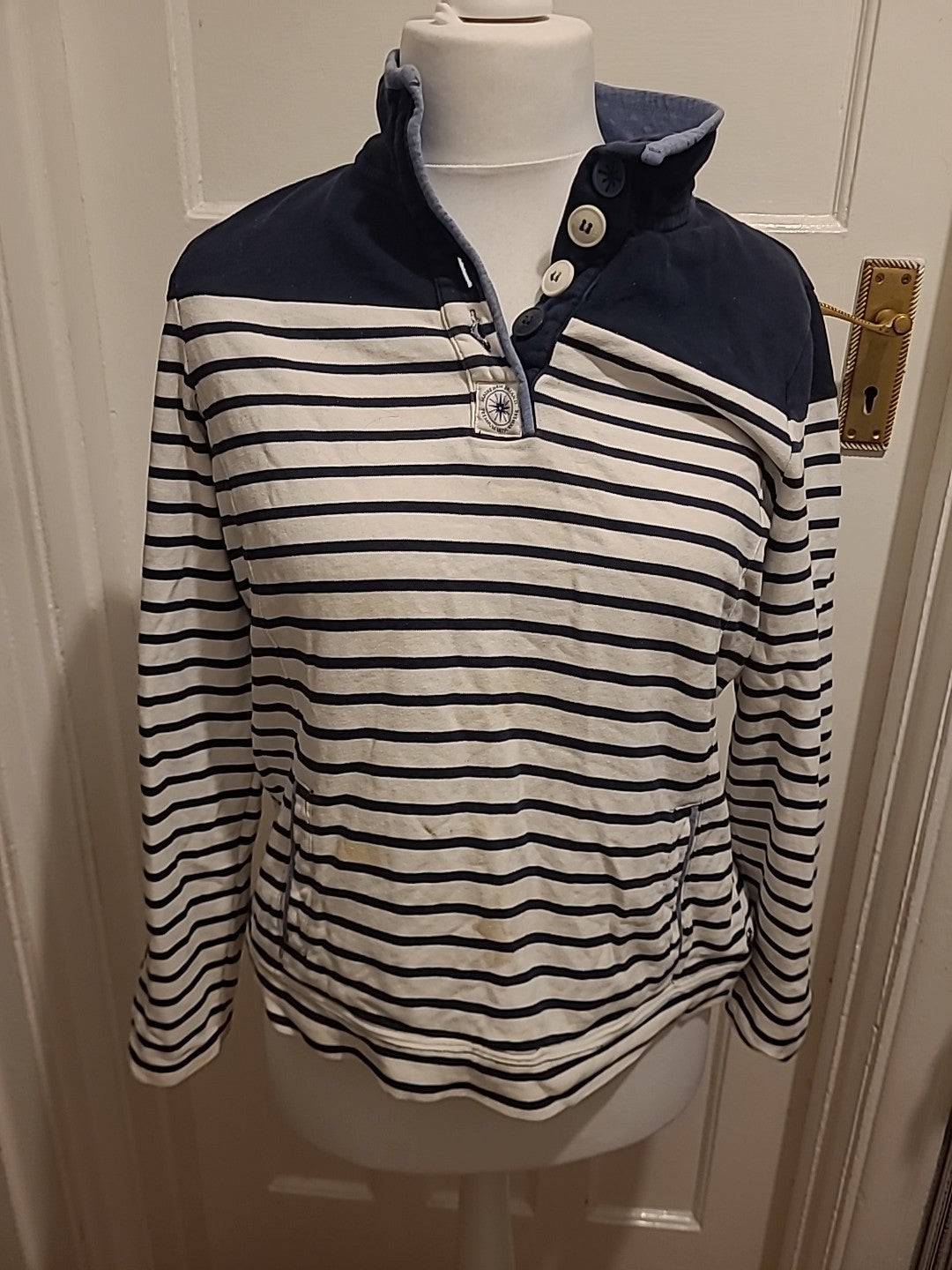 Ladies Maine New England Size 14 Striped Collared Jumper