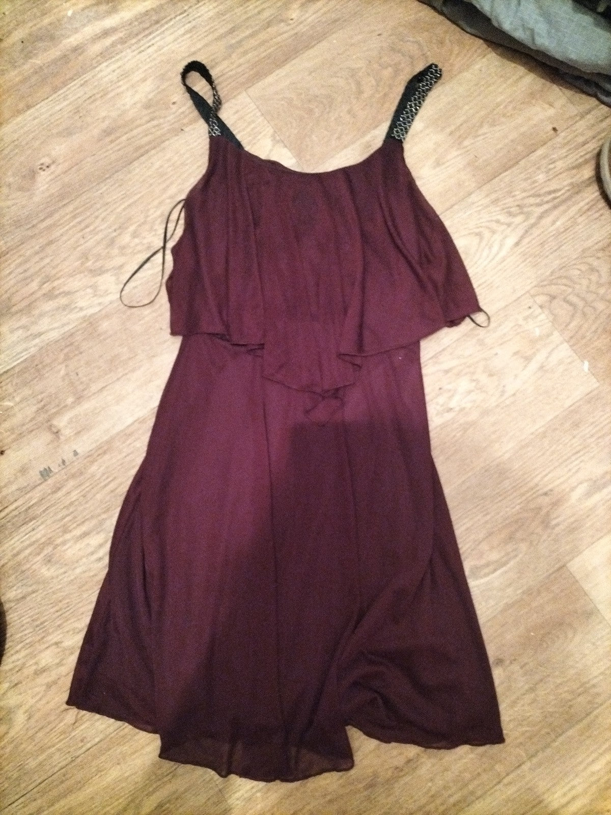 Ladies New Look Size 8 Purple Sleeveless Frilly Dress
