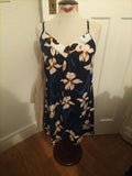 Ladies Pep&Co Size 8-10 Navy Floral Blue Yellow Sleeveless Blouse