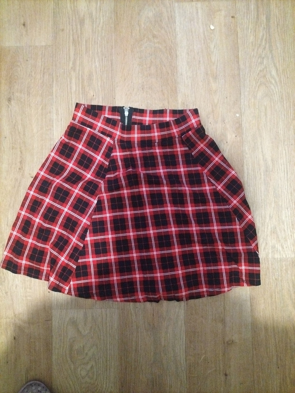Ladies Divided Size XS Red And Black Check Mini Skirt