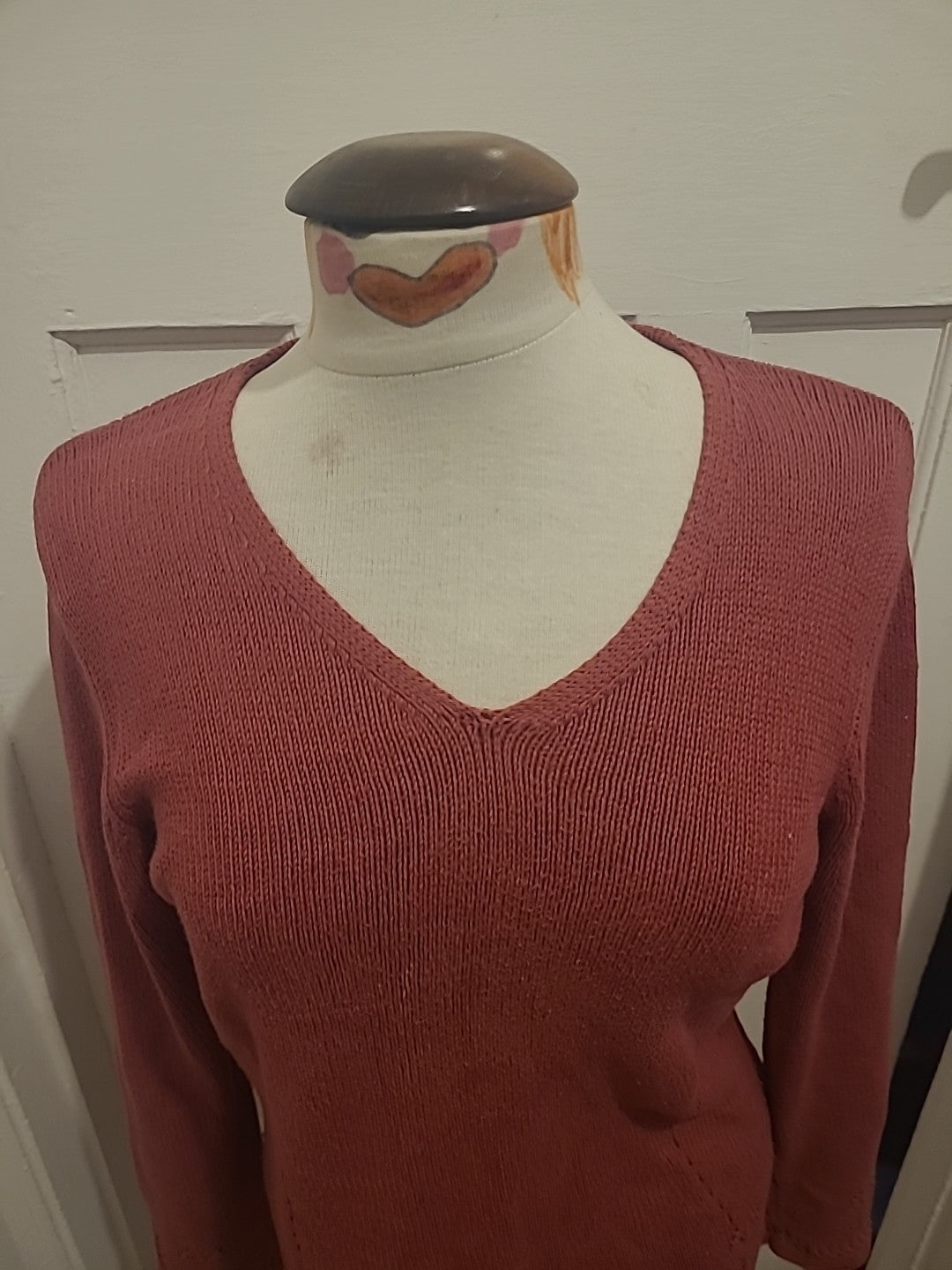 Ladies Viyella Size Small Redish Purple Long Sleeved Lightweight Jumper