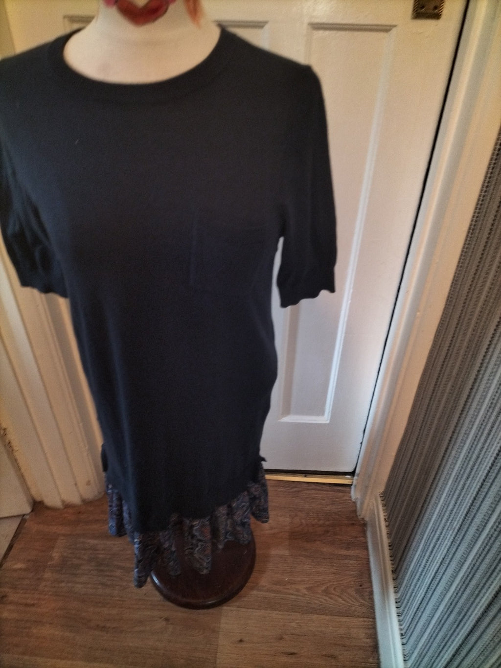 Ladies Next Size 10 Navy Long Sleeved Aztec Hem Dress