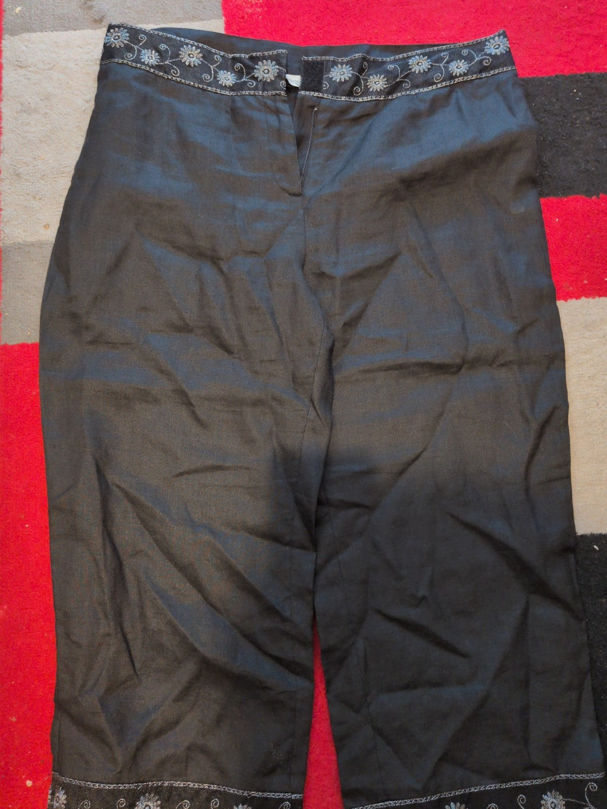 Primark 14 Black With Silver Ultra Lightweight Trousers