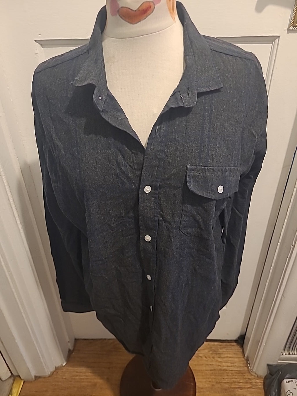 Mens Threadbare Size XL Grey/Blue Long Sleeved Shirt