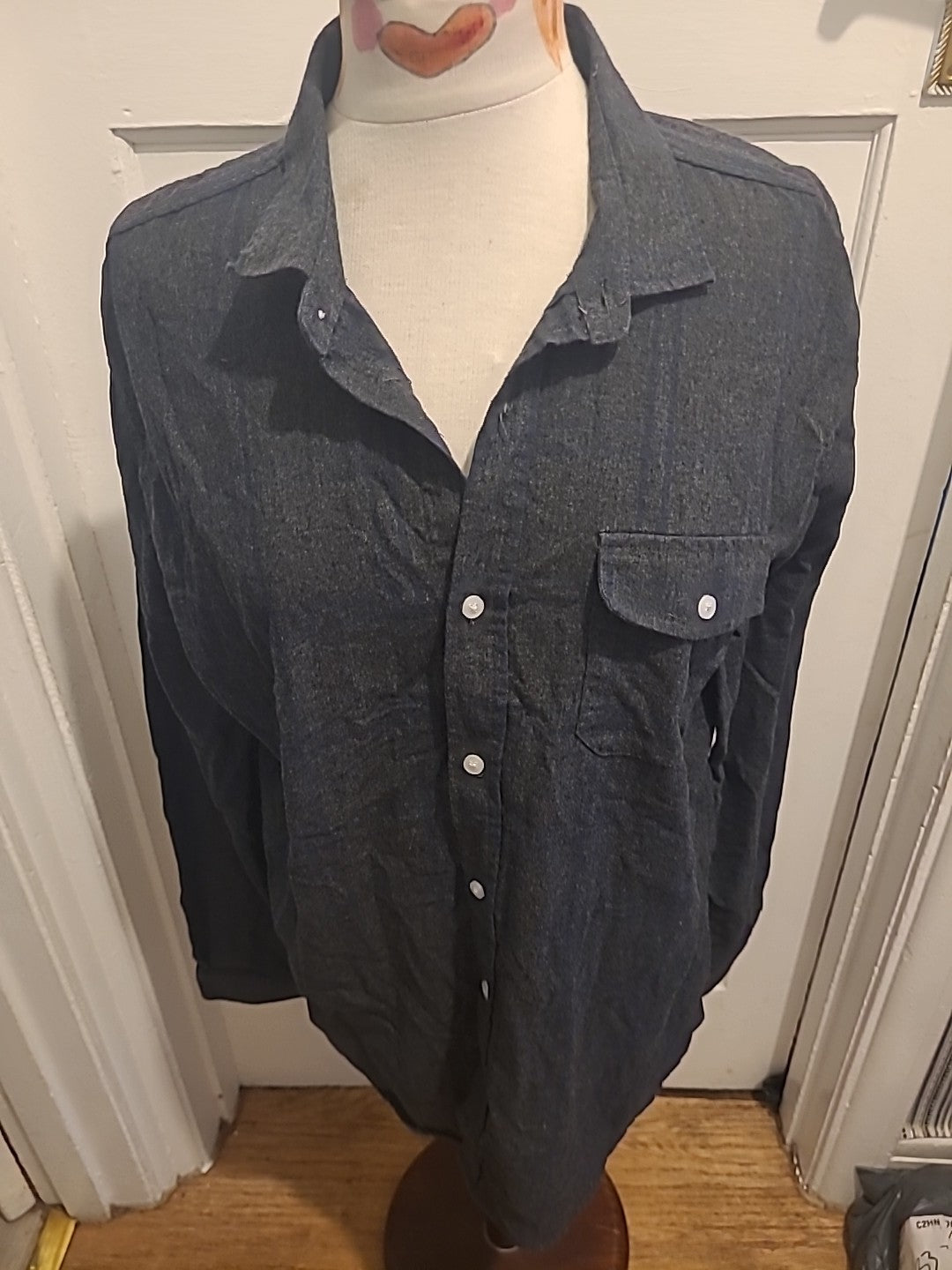 Mens Threadbare Size XL Grey/Blue Long Sleeved Shirt